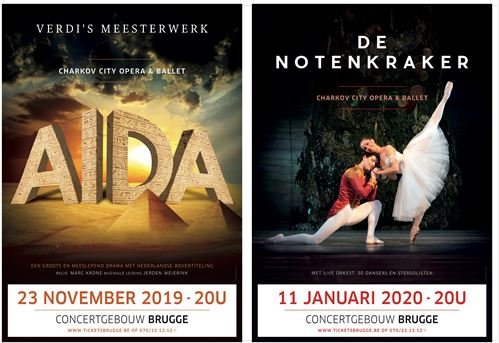‘Aïda’ (23/11) en ‘De Notenkraker’ (11/01) naar Concertgebouw Brugge.  - Affiche ballet Brugge