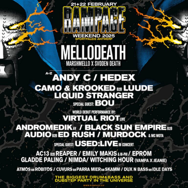 Virtual Riot, Andy C, Camo & Krooked, Luude en DnB-gigant Hedex op Rampage Weekend in Antwerps Sportpaleis